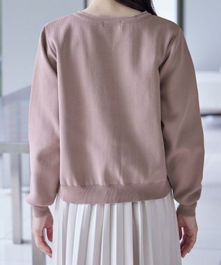 Tiaclasse L 【洗える】中空糸ビジューボタンカーディガン ピンク