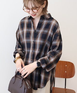 AMERICAN HOLIC イージーケアチェックシャツ【360°着こなしシャツ】 Black