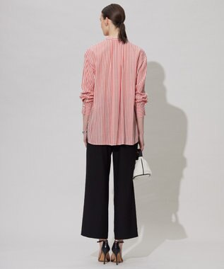 ICB 【洗える】キュプラローンストライプ シャツ オレンジストライプ系