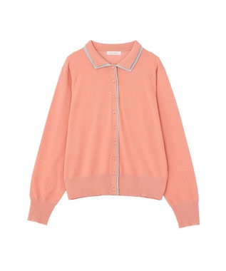 Green Parks ここちニット衿付き配色プルオーバー Pink