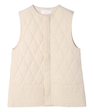 Green Parks ヒョウタンキルトミドル丈ベスト Ecru
