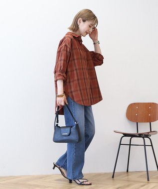 AMERICAN HOLIC イージーケアチェックシャツ【360°着こなしシャツ】 Orange