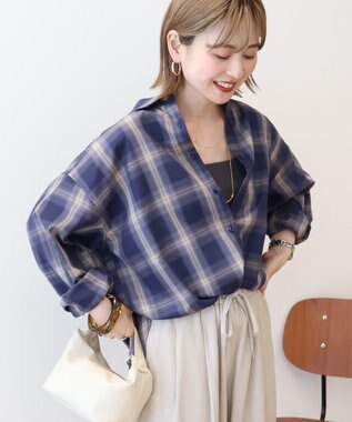 AMERICAN HOLIC イージーケアチェックシャツ【360°着こなしシャツ】 Blue