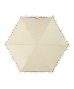 MOONBAT estaa 晴雨兼用 折りたたみ傘 バイカラーフリル 日傘 遮光 遮熱 UV ベージュ