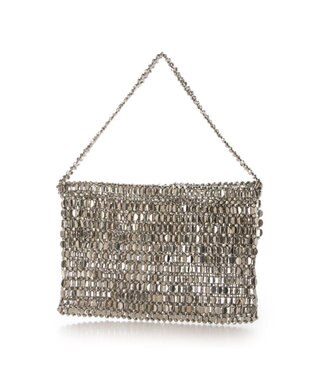 UNBILLION カシュカシュ cachecache / メタルビーズフラップ付きハンドバッグ シルバー