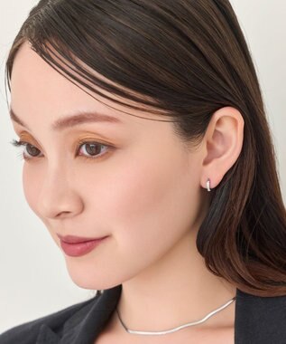 Phoebe 【金属アレルギー対応】ワンタッチビジューフープミニピアス　シルバー/サージカルステンレス シルバー