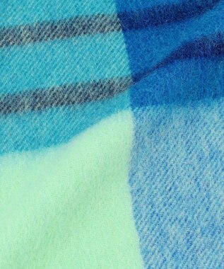 23区 カシミヤ チェック マフラー ブルー系