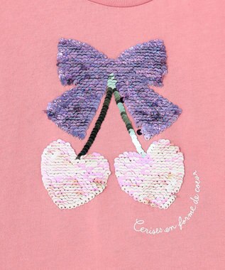 ANY KIDS ミラクルスパンコール 長袖 Tシャツ ピンク×チェリー