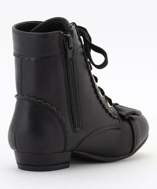 ANY KIDS リボン付き編み上げブーツ ブラック
