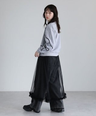 Green Parks ・ｓｗｉｎｇ　ｂｙ　リボンコード刺繍スウェット Gray Mixture