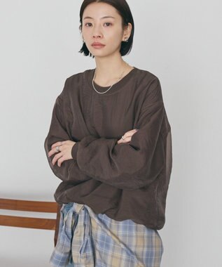 AMERICAN HOLIC オーガンジーレイヤードスウェットプルオーバー Brown
