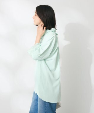 CRAFT STANDARD BOUTIQUE デシンフリル刺繍スリーブブラウス Green