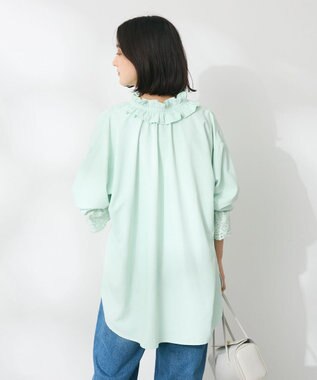 CRAFT STANDARD BOUTIQUE デシンフリル刺繍スリーブブラウス Green