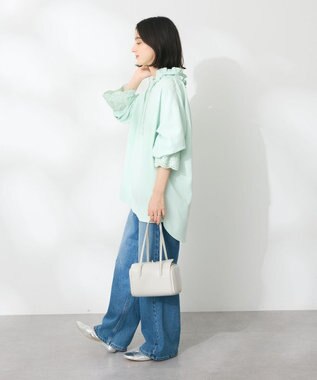 CRAFT STANDARD BOUTIQUE デシンフリル刺繍スリーブブラウス Green