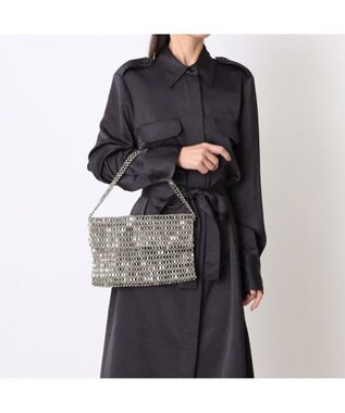 UNBILLION カシュカシュ cachecache / メタルビーズフラップ付きハンドバッグ シルバー