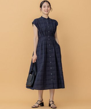 組曲 S ラメシアーチェック ワンピース ネイビー系3