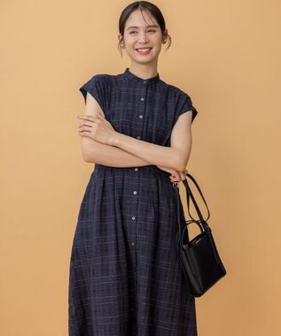 組曲 S ラメシアーチェック ワンピース ネイビー系3