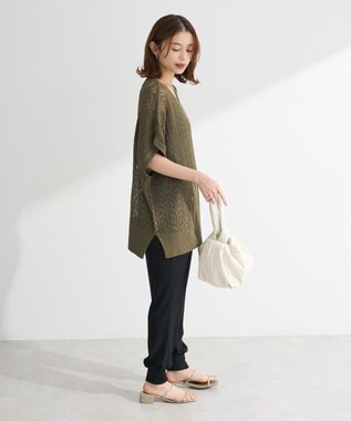 Green Parks 透かし編みニットチュニック Black