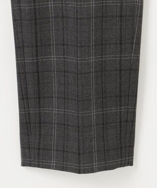 自由区 L 【19号サイズまで展開】TRギャバ裏起毛チェック柄テーパード パンツ チャコール系チェック