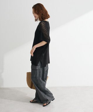 Green Parks 透かし編みニットチュニック Black