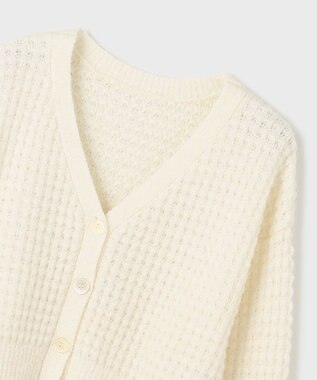 GRACE CONTINENTAL ワッフルショートニットカーディガン ホワイト