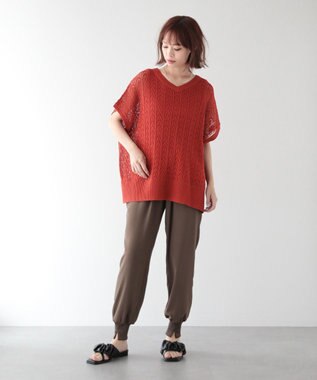 Green Parks 透かし編みニットチュニック Black