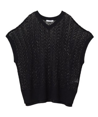Green Parks 透かし編みニットチュニック Black