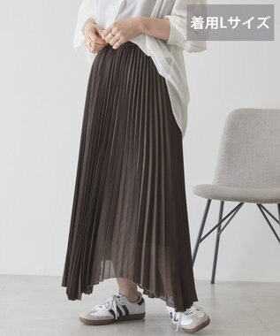 AMERICAN HOLIC 【選べる丈】シアープリーツスカート Brown