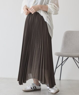 AMERICAN HOLIC 【選べる丈】シアープリーツスカート Brown
