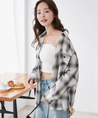 WEGO 【ユニセックス着用ITEM/SMLサイズ展開】オンブレチェックシャツ（LS） 柄2