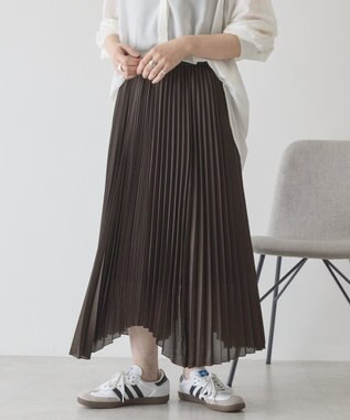 AMERICAN HOLIC 【選べる丈】シアープリーツスカート Brown