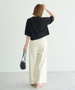 YECCA VECCA ストライプメッシュニットカーディガン Black