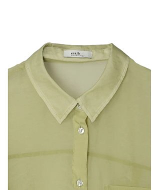 earth music&ecology ソデスリットクロップドシャツ Lime Green