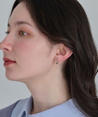 Phoebe 〈アレルギー対応〉ベーシックダブルフープセラミックピアス　シルバー シルバー