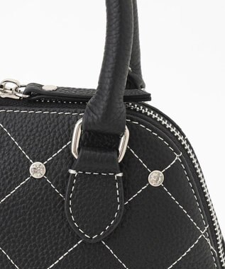 LA BAGAGERIE ラインストーンリベット　カウレザー2wayハンドバッグ ブラック