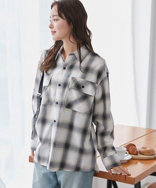 WEGO 【ユニセックス着用ITEM/SMLサイズ展開】オンブレチェックシャツ（LS） 柄2