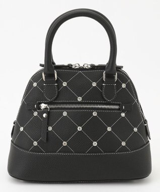 LA BAGAGERIE ラインストーンリベット　カウレザー2wayハンドバッグ ブラック