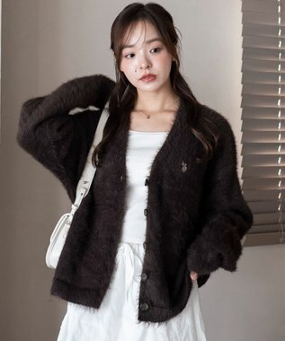 WEGO 【25年秋冬新作/WEB限定】別注USPOLOシャギーニットカーデ ブラウン