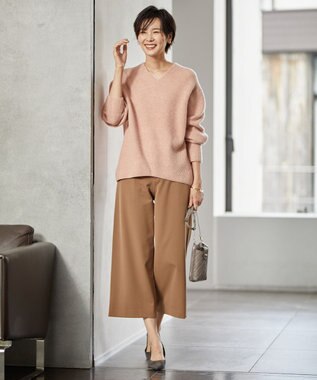 J.PRESS LADIES S 【洗える】アルガンシルク ワイドパンツ キャメル系