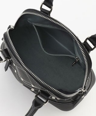 LA BAGAGERIE ラインストーンリベット　カウレザー2wayハンドバッグ ブラック