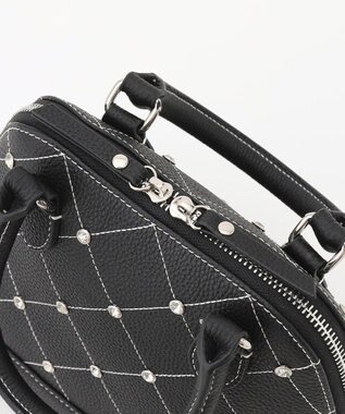 LA BAGAGERIE ラインストーンリベット　カウレザー2wayハンドバッグ ブラック