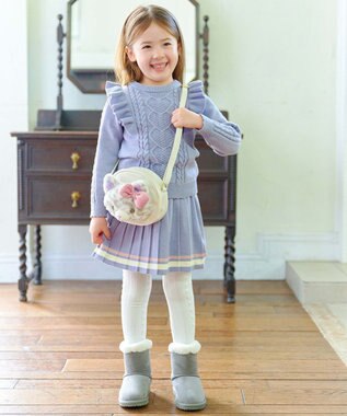 ANY KIDS ジャガードリボン柄タイツ エクリュ