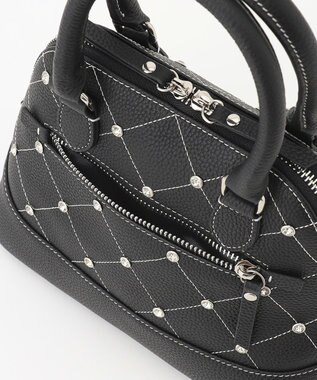 LA BAGAGERIE ラインストーンリベット　カウレザー2wayハンドバッグ ブラック