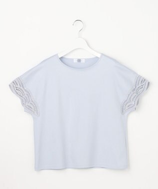 J.PRESS LADIES S 【一枚で着映え・シーンレスに活躍】コットンスムース レースデザイン カットソー サックスブルー系