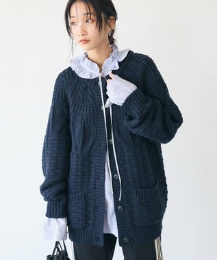 CRAFT STANDARD BOUTIQUE ざっくり柄Mixケーブルニットカーディガン