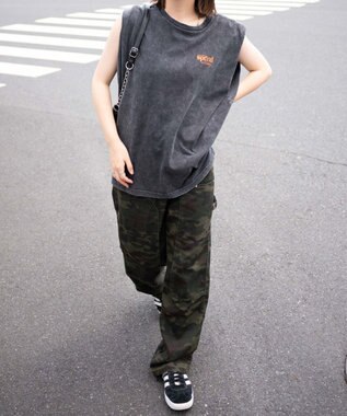 WEGO ヴィンテージウォッシュタックノースリーブT 柄1