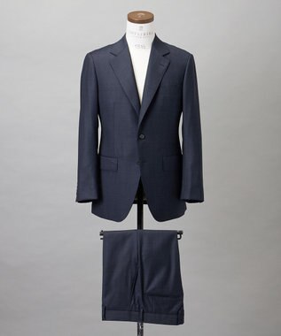  【Loro Piana Fabric】365 通年スーツ(ネイビー×格子)