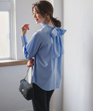 23区 【セットアップ対応】トリアセダブルジョーゼット パンツ ネイビー系