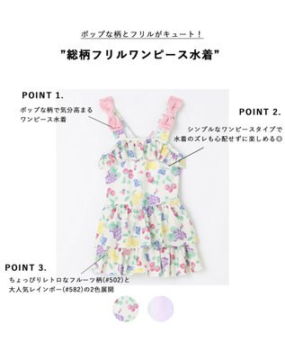 ANY KIDS 総柄 フリル ワンピース 水着 フルーツ柄