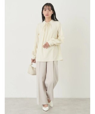 earth music&ecology パールタックブラウス Yellow